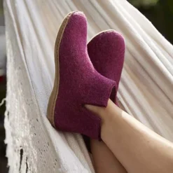 Boot with leather sole - Cranberry