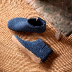 Boot with leather sole - Denim