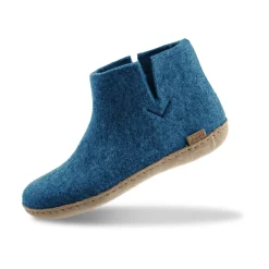 Boot with leather sole - Petrol