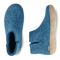 Boot with leather sole - Petrol