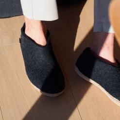 Shoe with leather sole - Charcoal