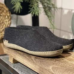 Shoe with leather sole - Charcoal