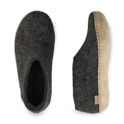 Shoe with leather sole - Charcoal