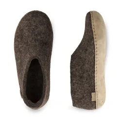 Shoe with leather sole - Chestnut
