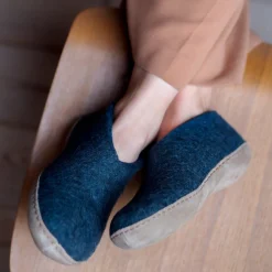 Shoe with leather sole - Denim