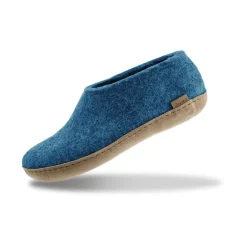 Shoe with leather sole - Petrol