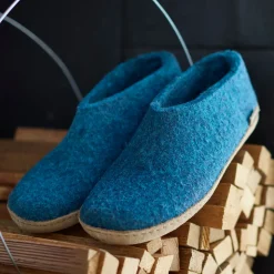Shoe with leather sole - Petrol
