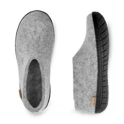 Shoe with natural rubber sole - black - Grey