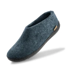 Shoe with natural rubber sole - black - Denim