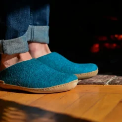 Slip-on with leather sole - Petrol