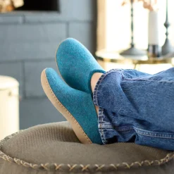 Slip-on with leather sole - Petrol