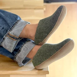Slip-on with leather sole - Moss