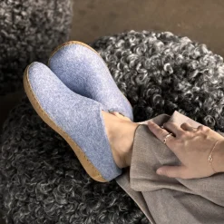 Slip-on with leather sole - Sky