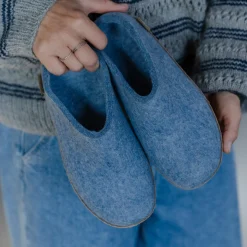 Slip-on with leather sole - Sky